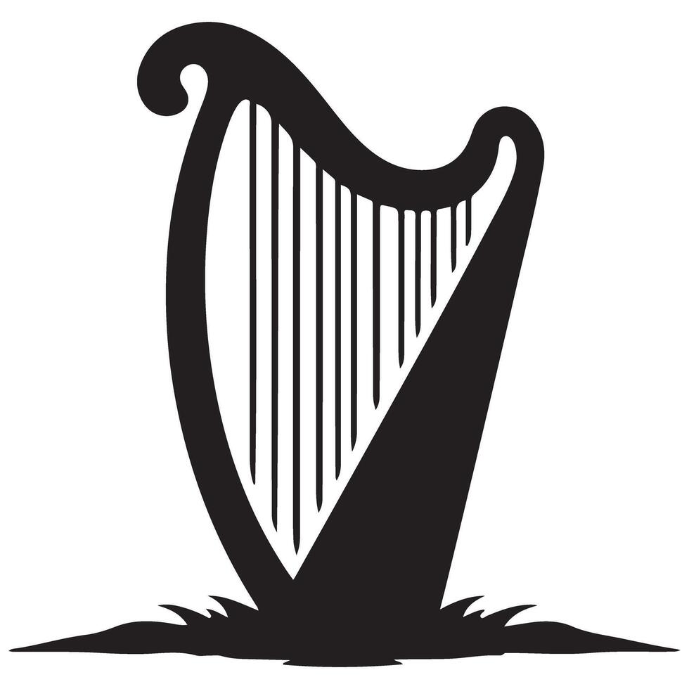 Iconic Silhouette of Irish Harp National Symbol of Ireland vector
