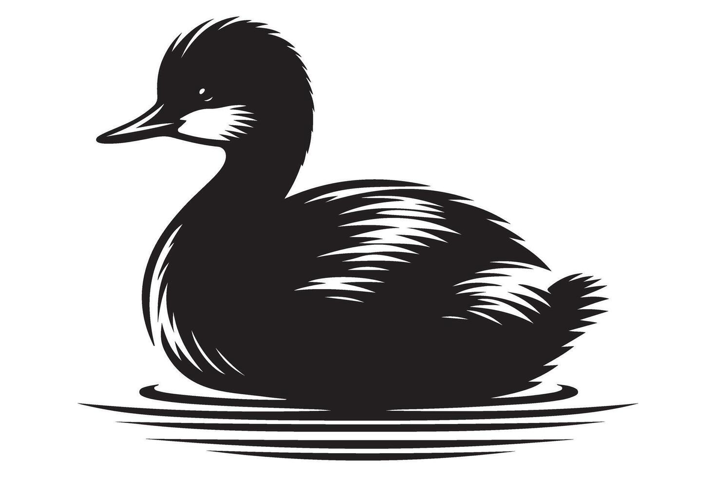 Pied Billed Grebe Silhouette Small Waterbird Aquatic Bird and Wildlife Illustration vector