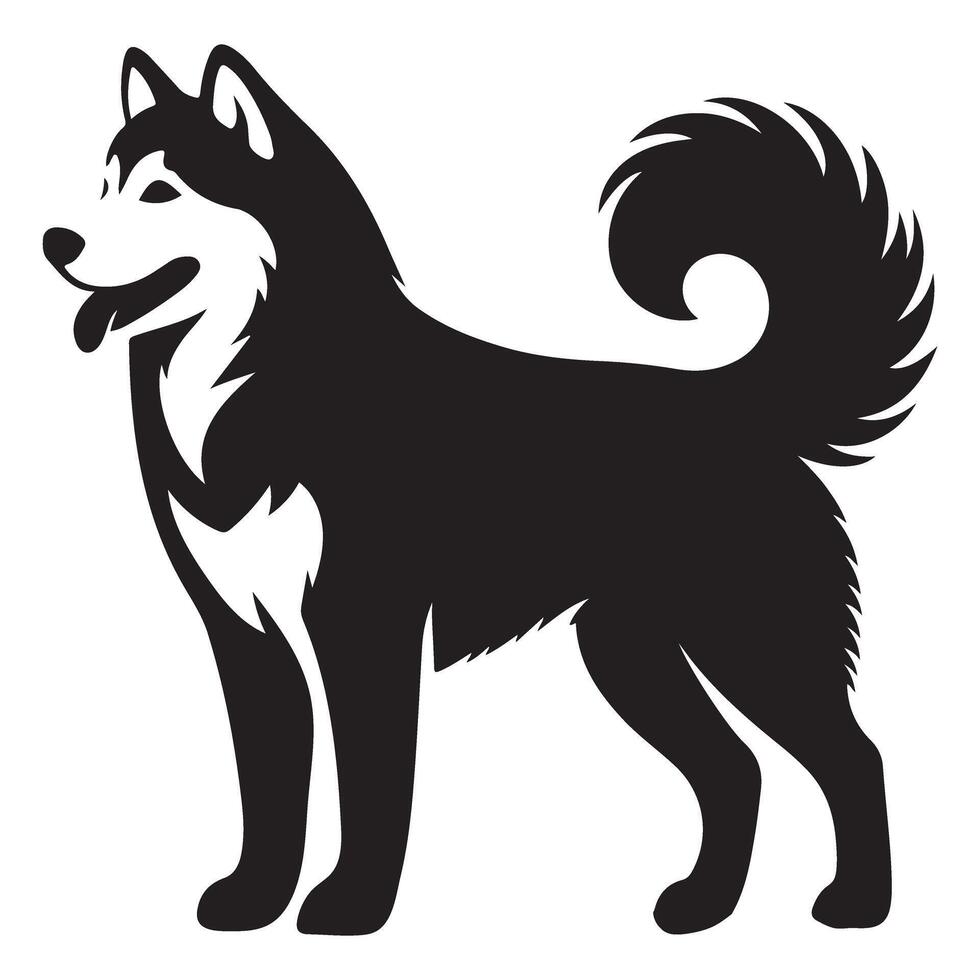 Elegant silhouette art of a majestic Alaskan Malamute dog vector