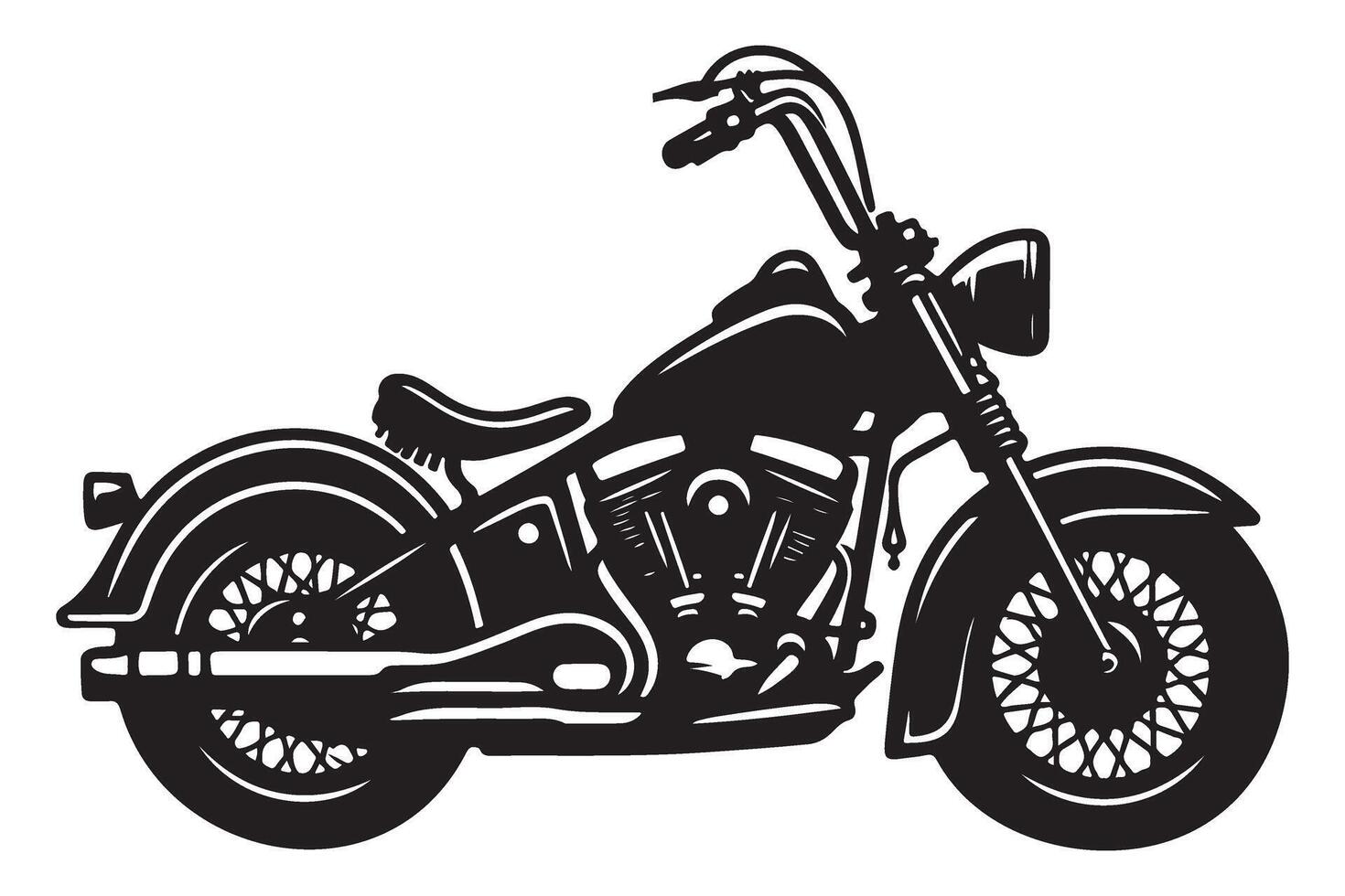 Classic Motorcycle Silhouette Art Illustration For Biker Design vector