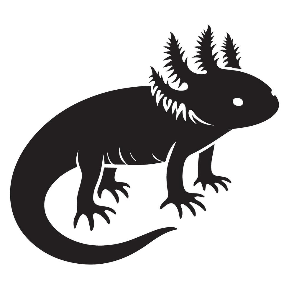 Axolotl Silhouette Illustration Unique Amphibian Standing Design vector