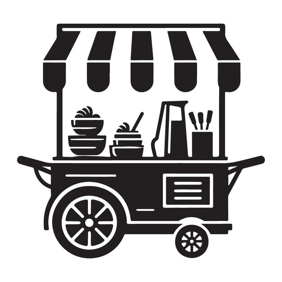 Retro Food Cart Silhouette Perfect For Restaurant Branding Design vector