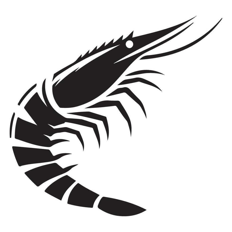 Sharp Black Shrimp Silhouette Art for Modern Designs vector