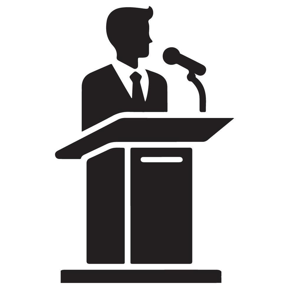 Public Speaker on Podium Silhouette for Event and Communication Designs vector