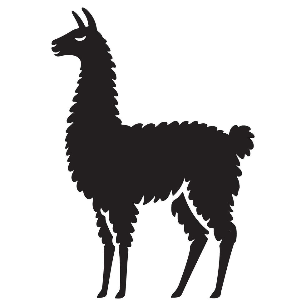 Majestic Llama Illustration Silhouette Standing Tall for Creative Projects vector