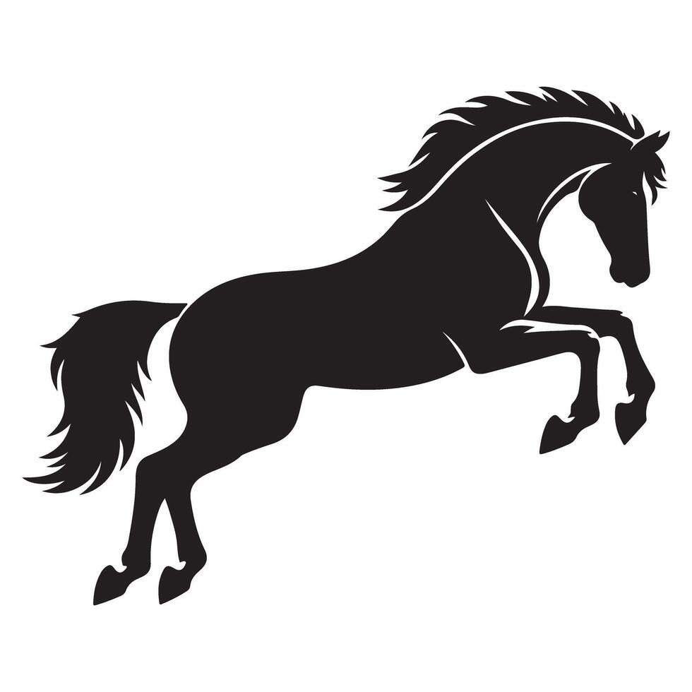 Elegant Black Horse Silhouette Leaping Illustration Art vector