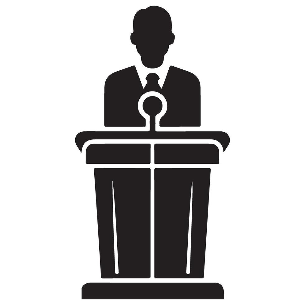 Speaker Podium Silhouette for Presentations and Public Speaking vector