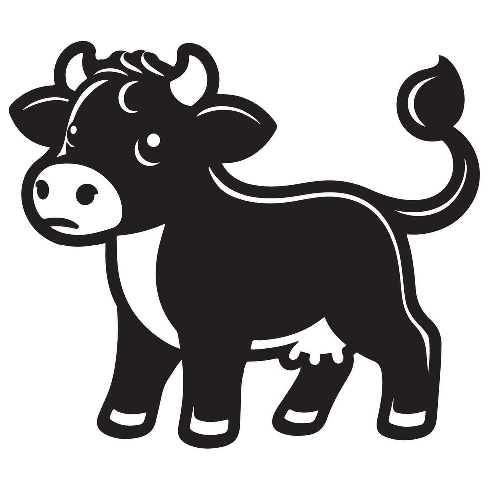 Adorable Cartoon Black Cow Illustration Image Download Resource vector