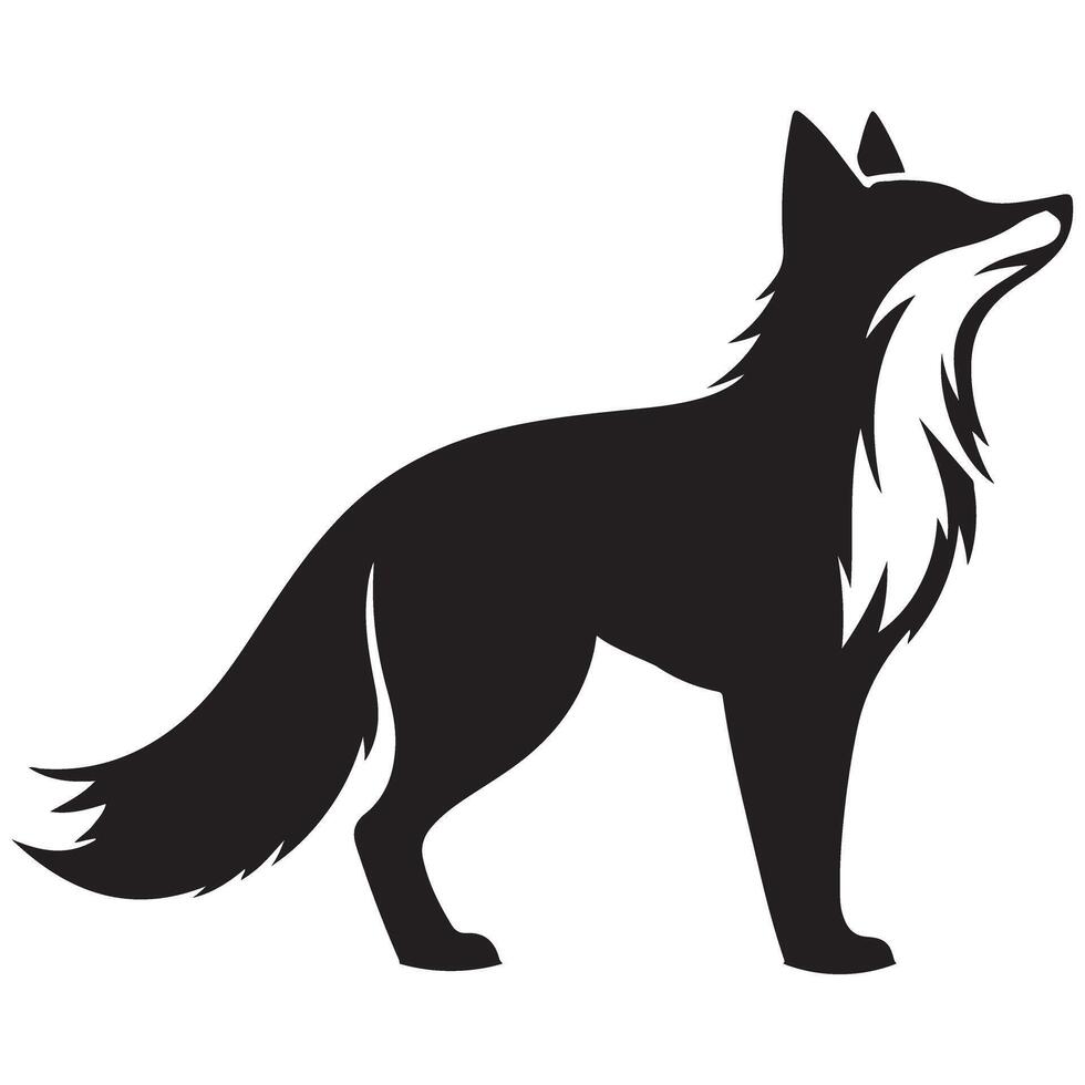 Majestic Black Fox Silhouette Design Forest Creature Artwork vector