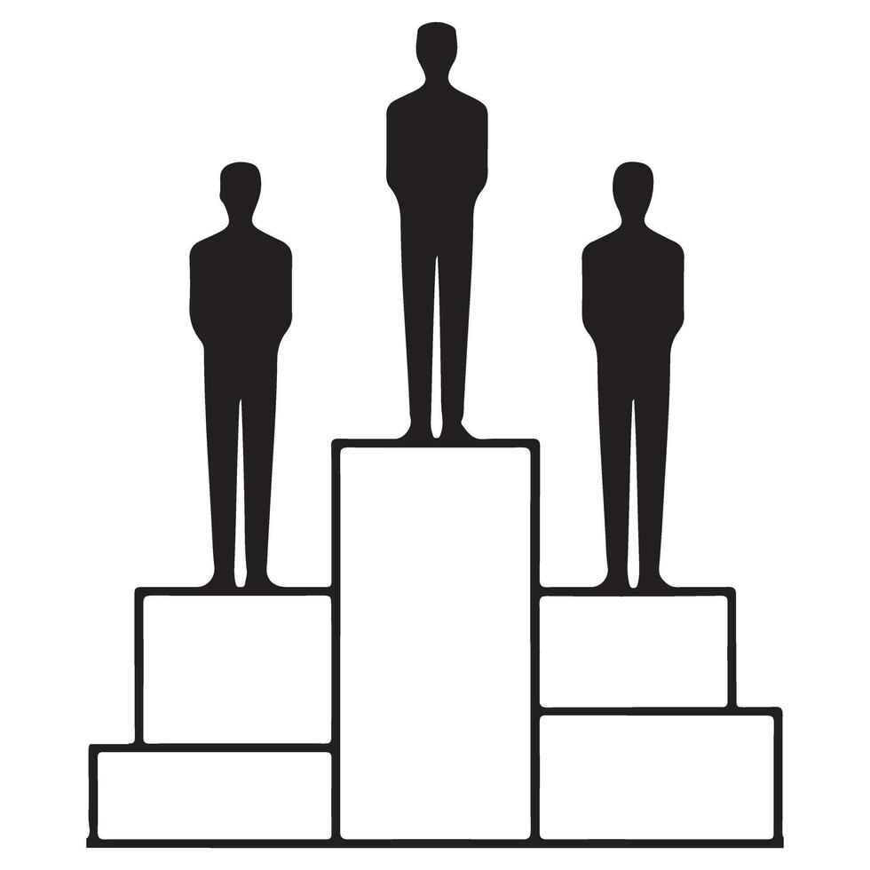 Silhouette Illustration of Podium with Winners Achieving Top Success vector
