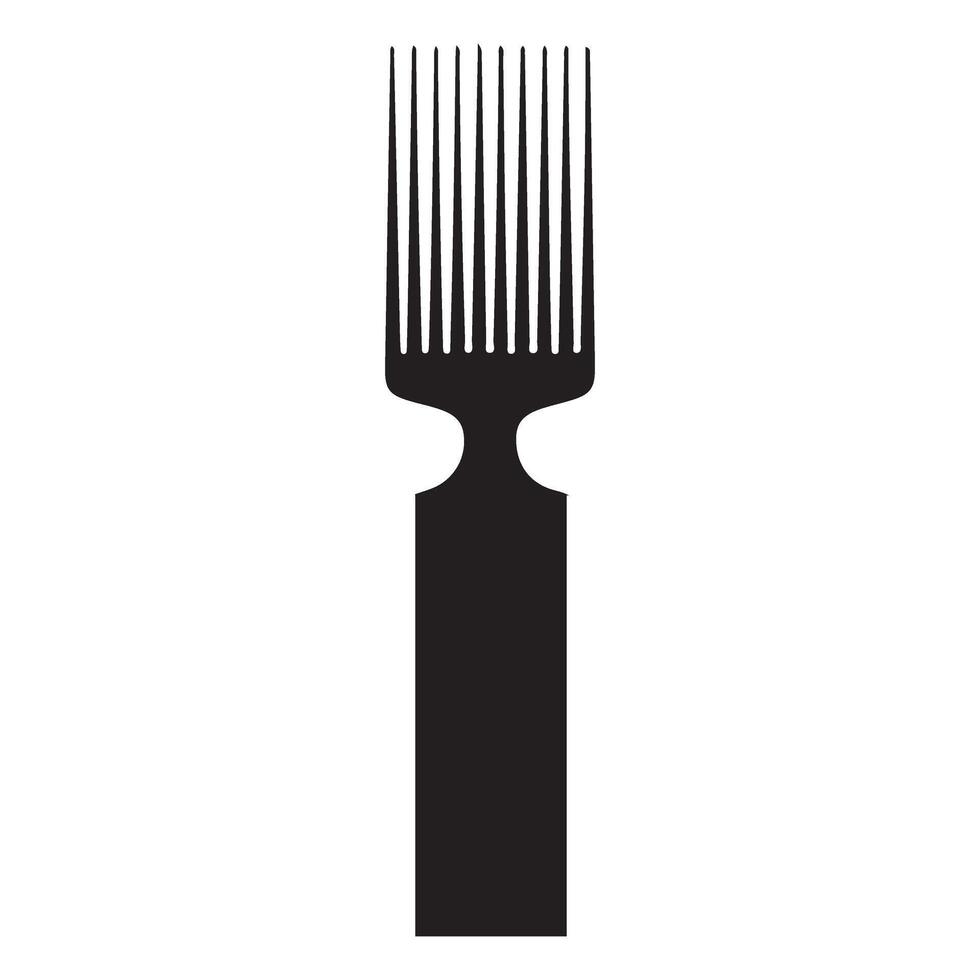 Straight Handle Afro Pick Comb Silhouette for Defining Curls vector