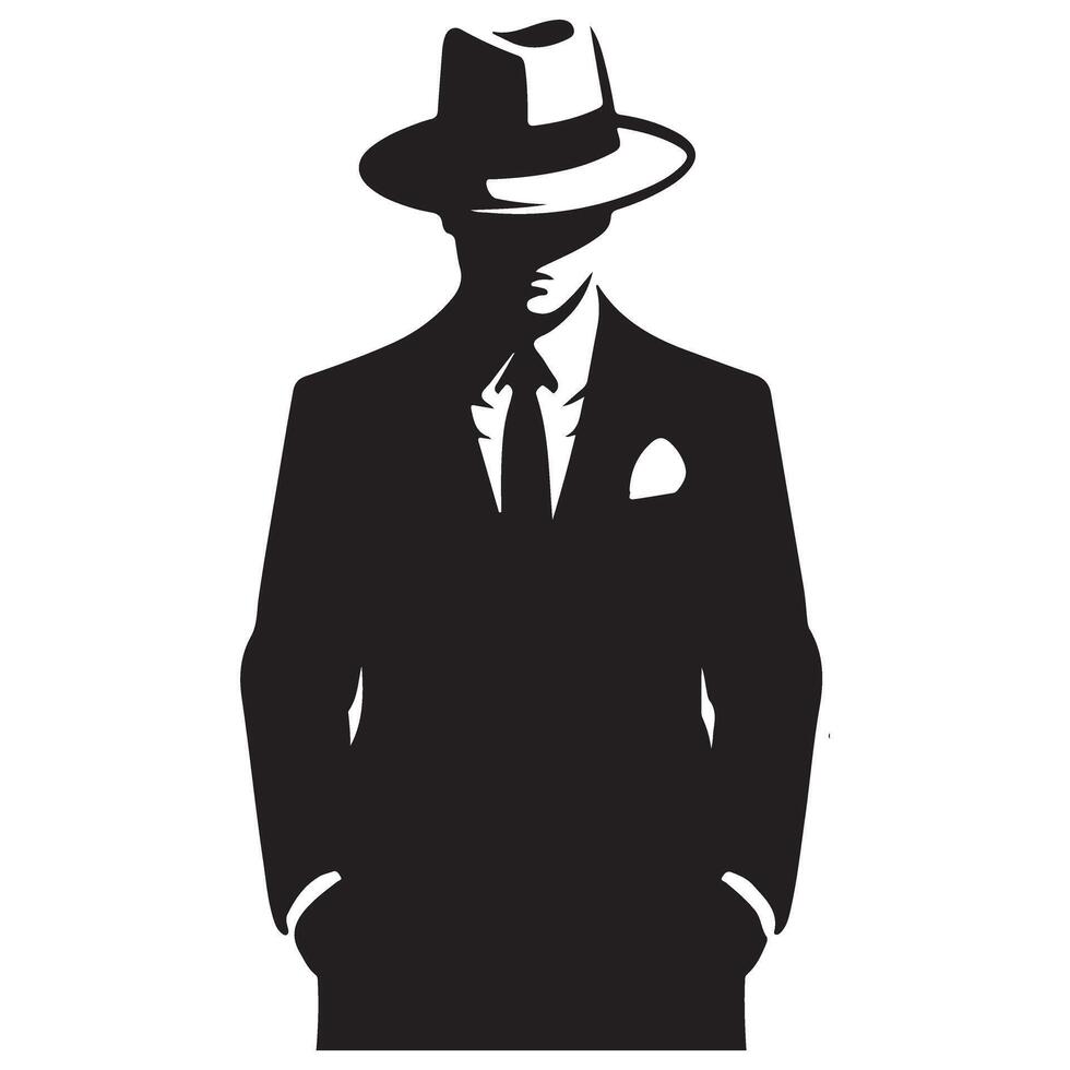 Silhouette of a Stern Gangster Man with Classy Look vector