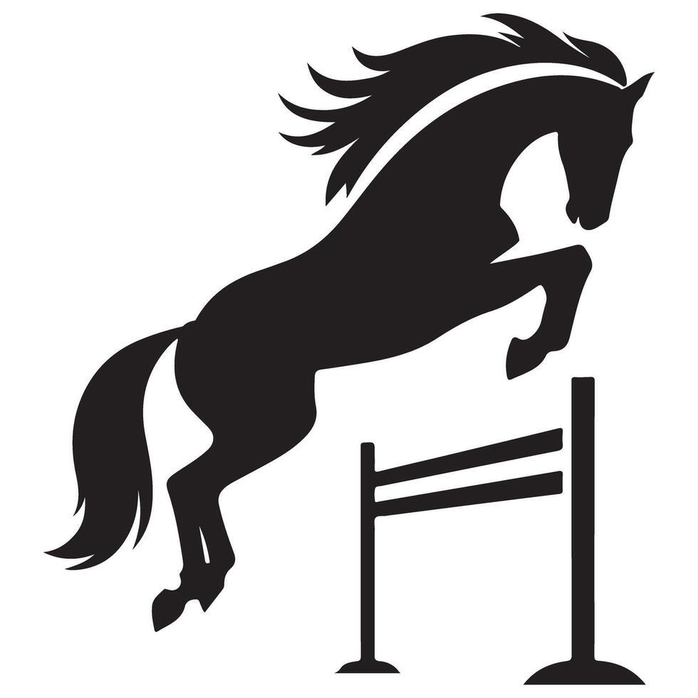 Dynamic Show Jumping Horse Silhouette Equestrian Sports Competition Art Image vector