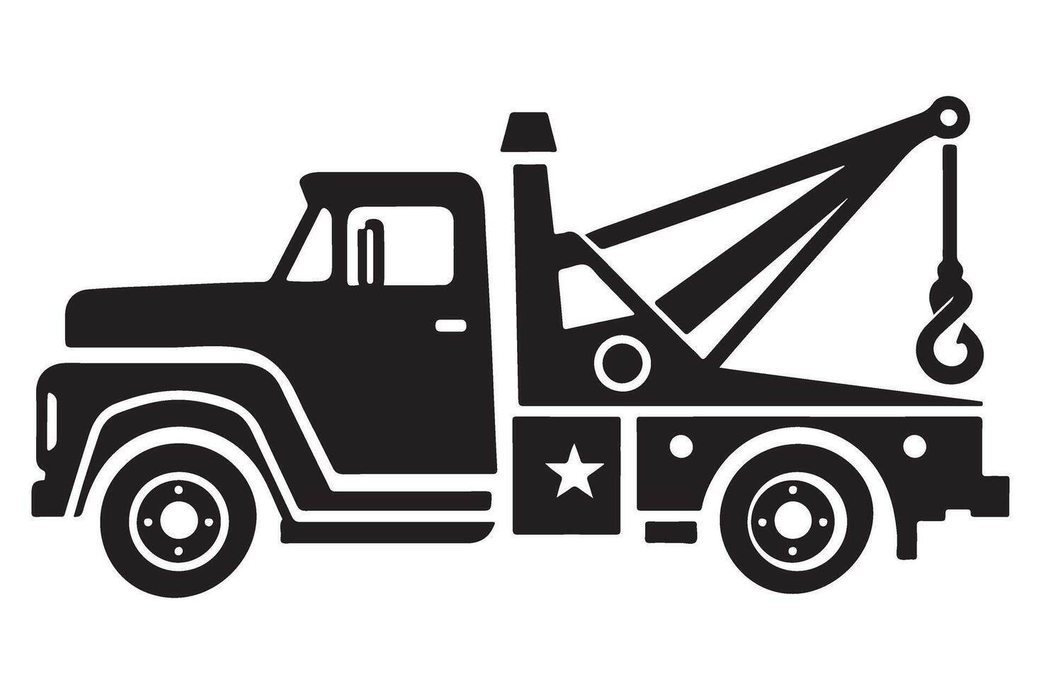 Reliable Tow Truck Silhouette Illustration for Roadside Assistance and Recovery vector