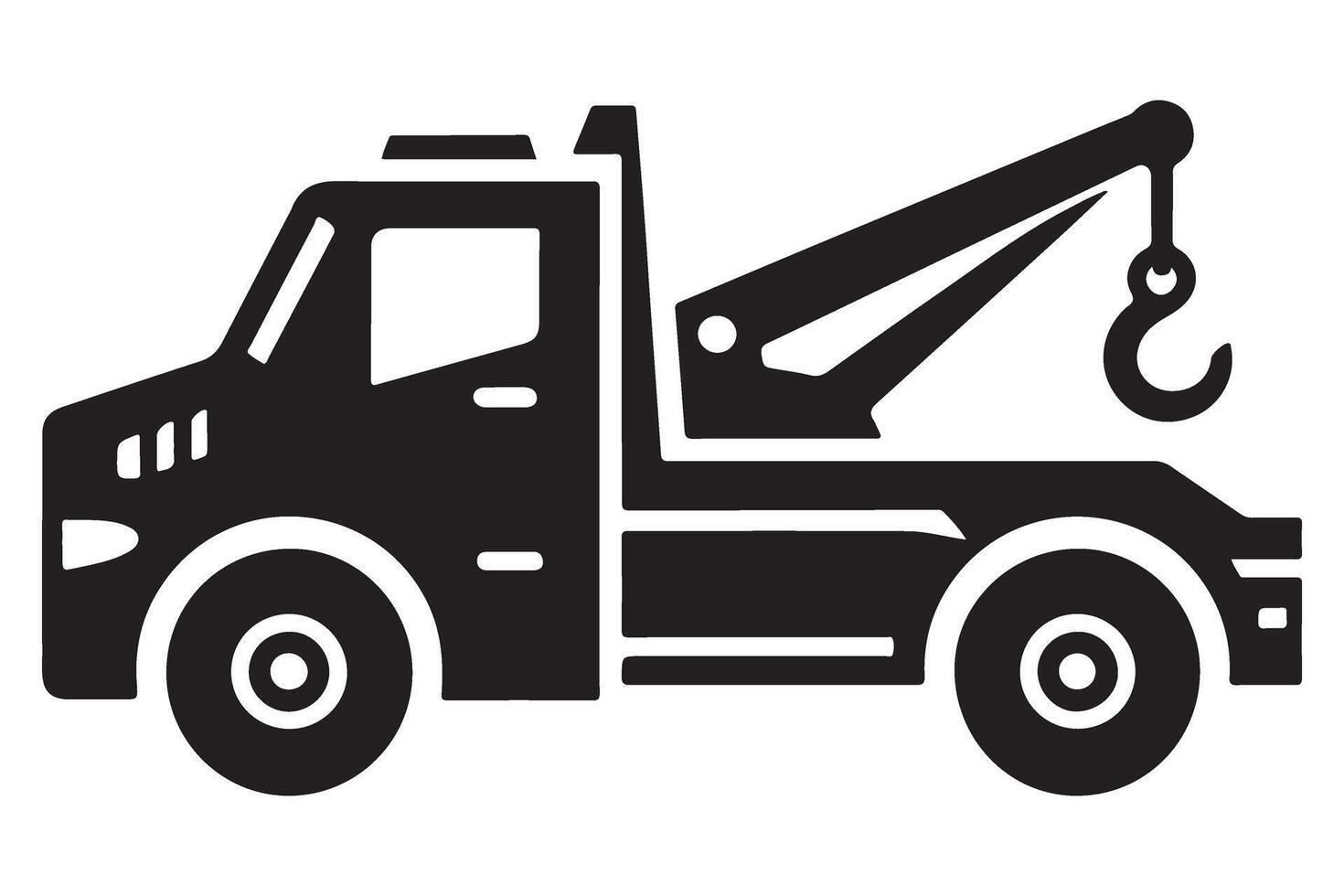 Dependable Towing Services Silhouette Truck Recovery and Transportation Company vector