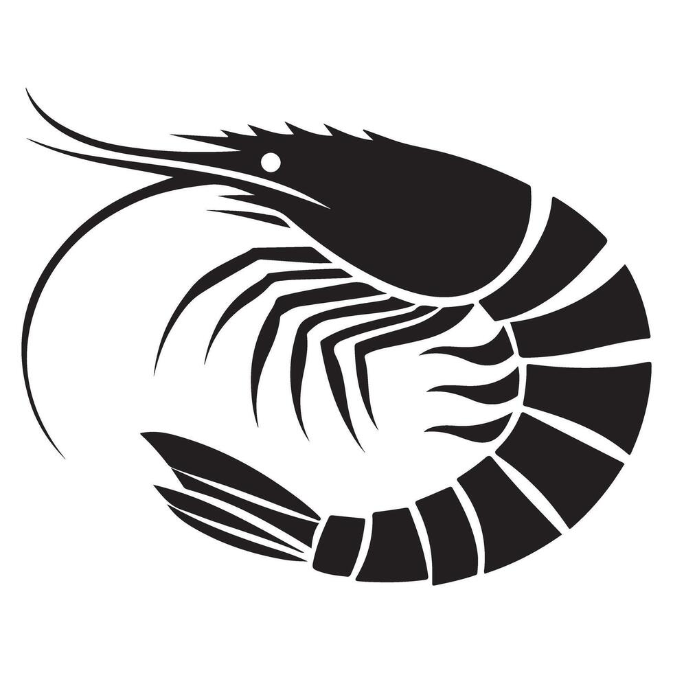 Elegant Shrimp Silhouette Illustration Seafood Culinary Icon vector