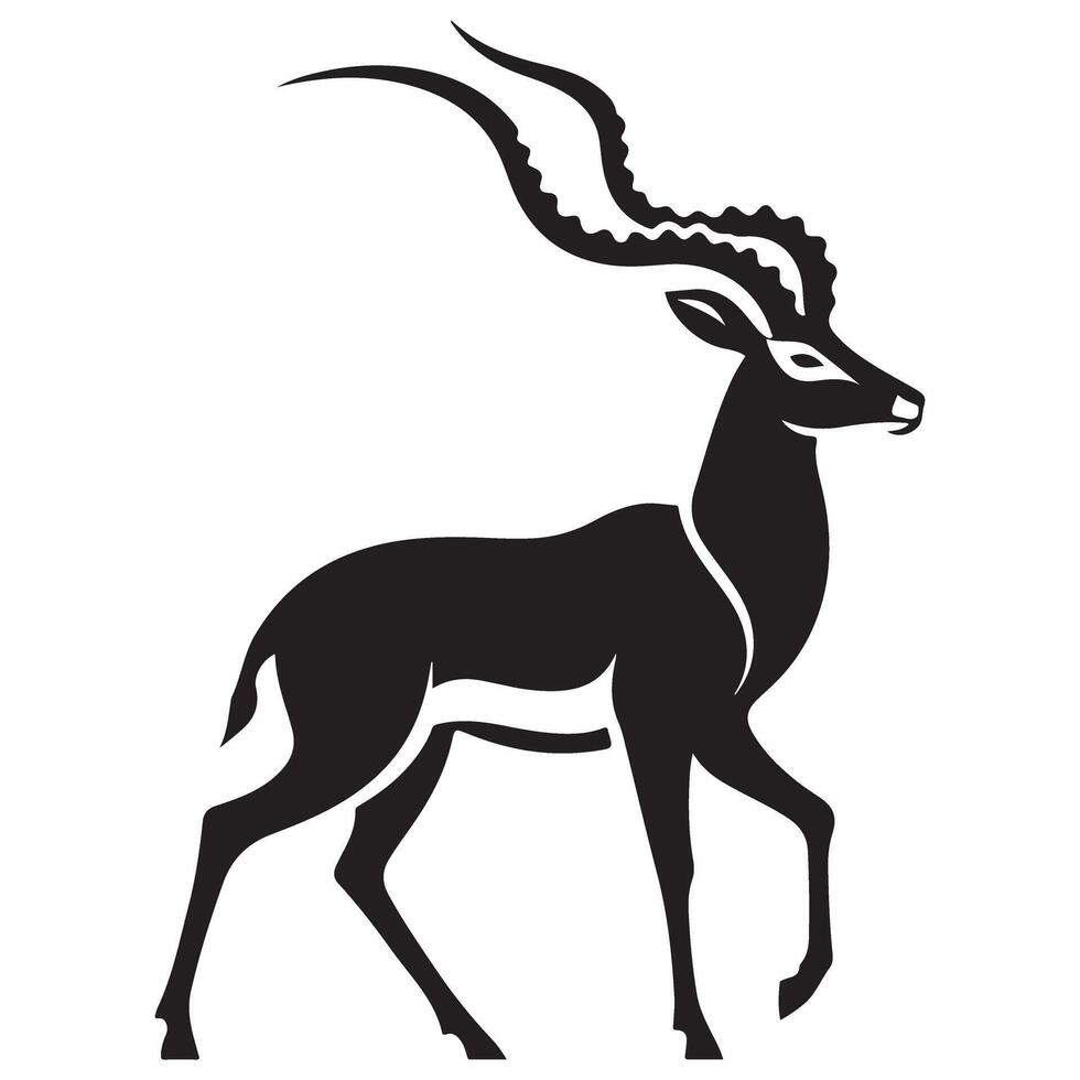 African Sable Antelope Walking Illustration a Silhouette Image vector