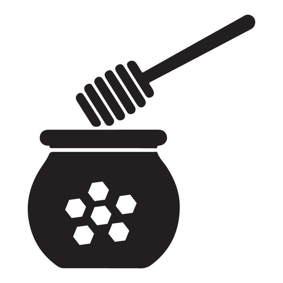 Honey Pot and Dipper Silhouette Illustration for Beekeeping and Natural Sweeteners vector