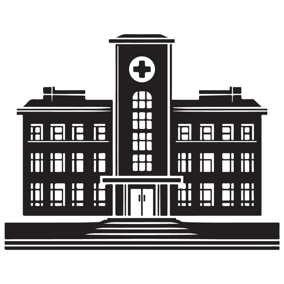 Detailed Hospital Architecture Illustration for Medical and Healthcare Facilities vector