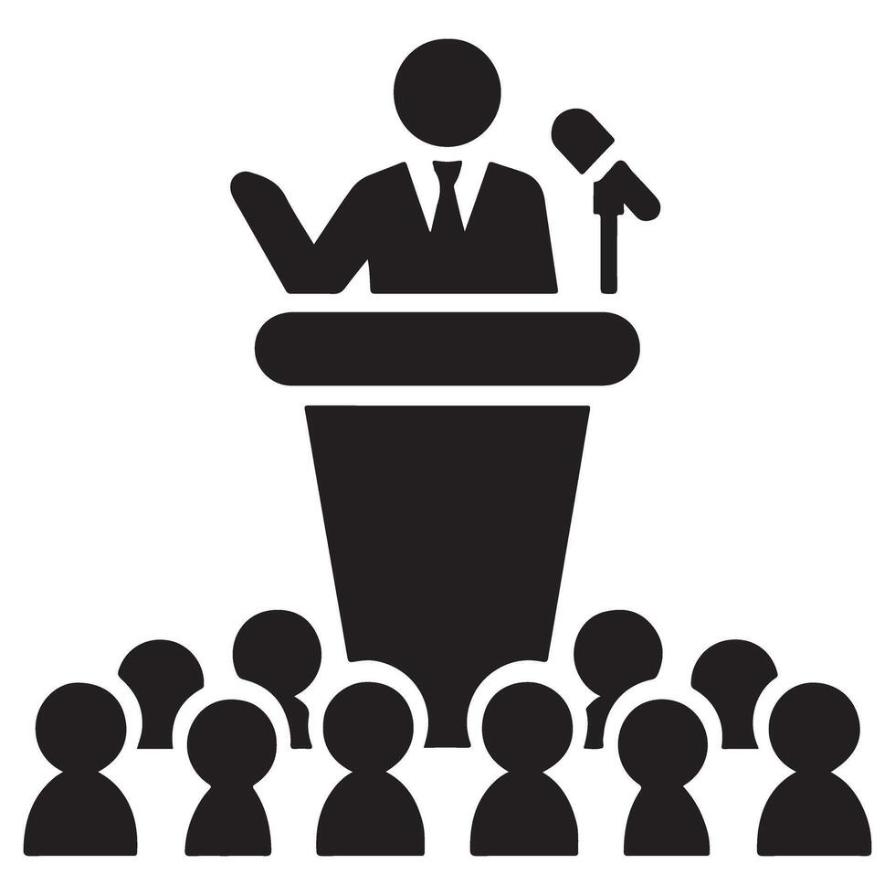 Silhouette of Public Speaker and Audience Illustration Design vector
