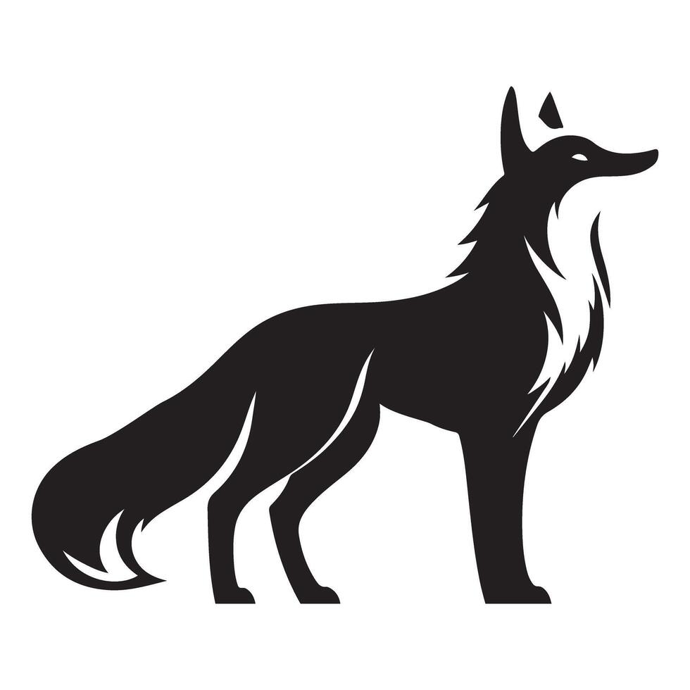 Elegant Fox Silhouette Standing Proudly Illustration for Creative Use vector