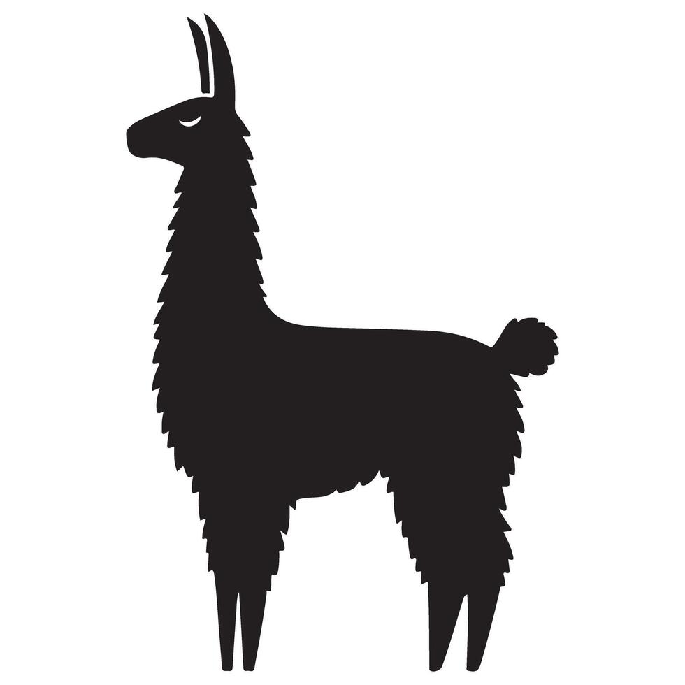 Llama Silhouette Simple Illustration Cute South American Animal Design vector