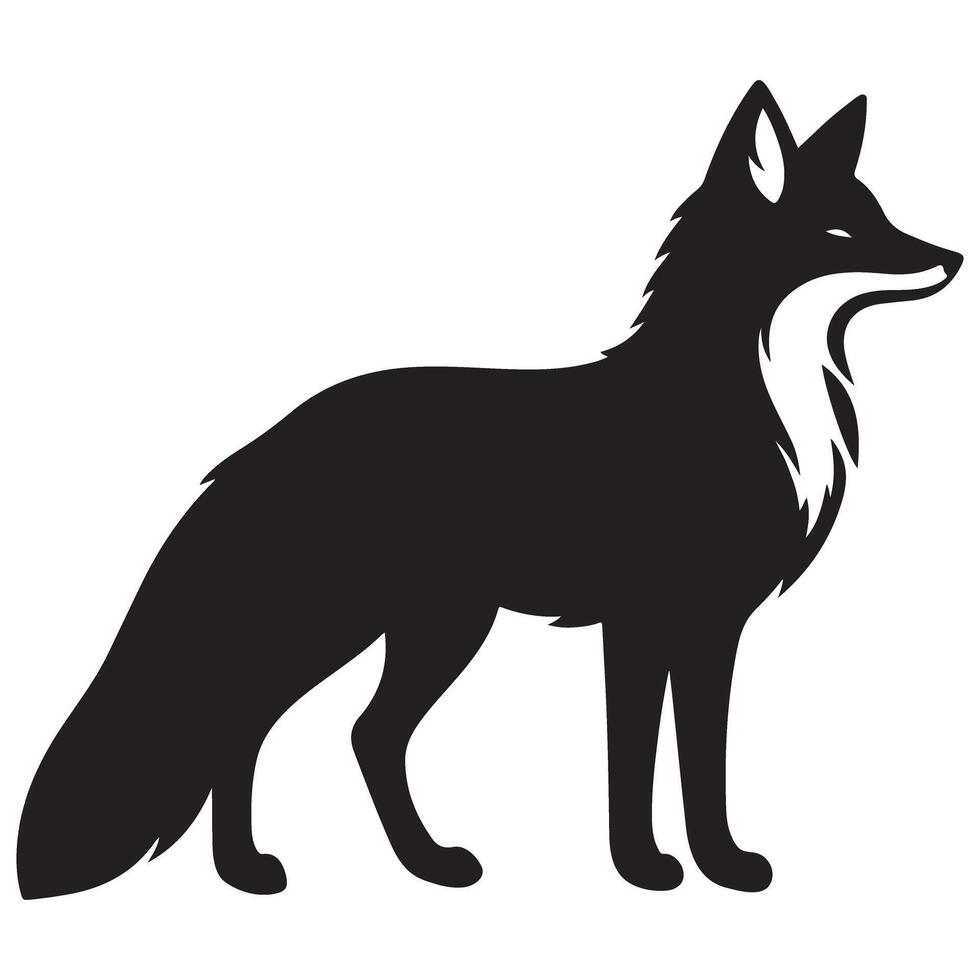 Fox Standing Silhouette Art Minimalist Wildlife Illustration Design vector