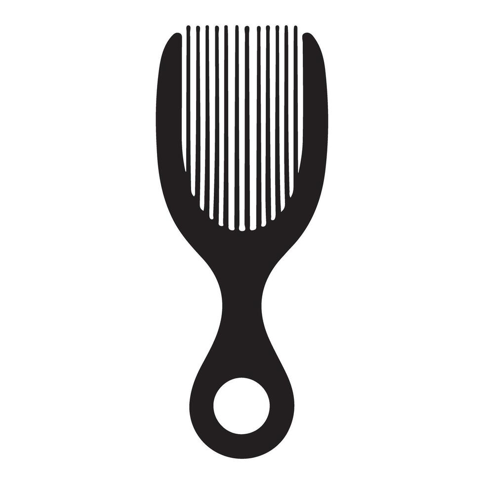 Afro Pick Hair Comb Silhouette with Round Handle Design vector