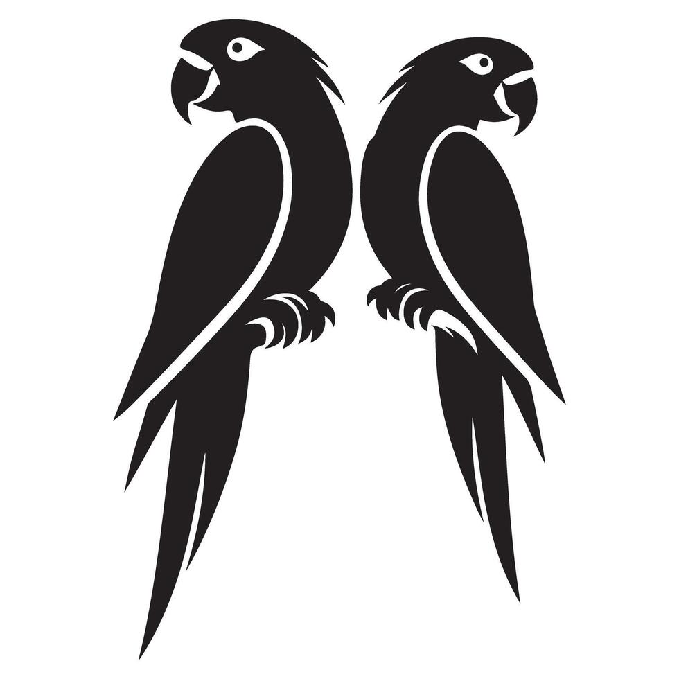 Silhouette Twin Parrots Artwork for Tropical Bird Lovers vector