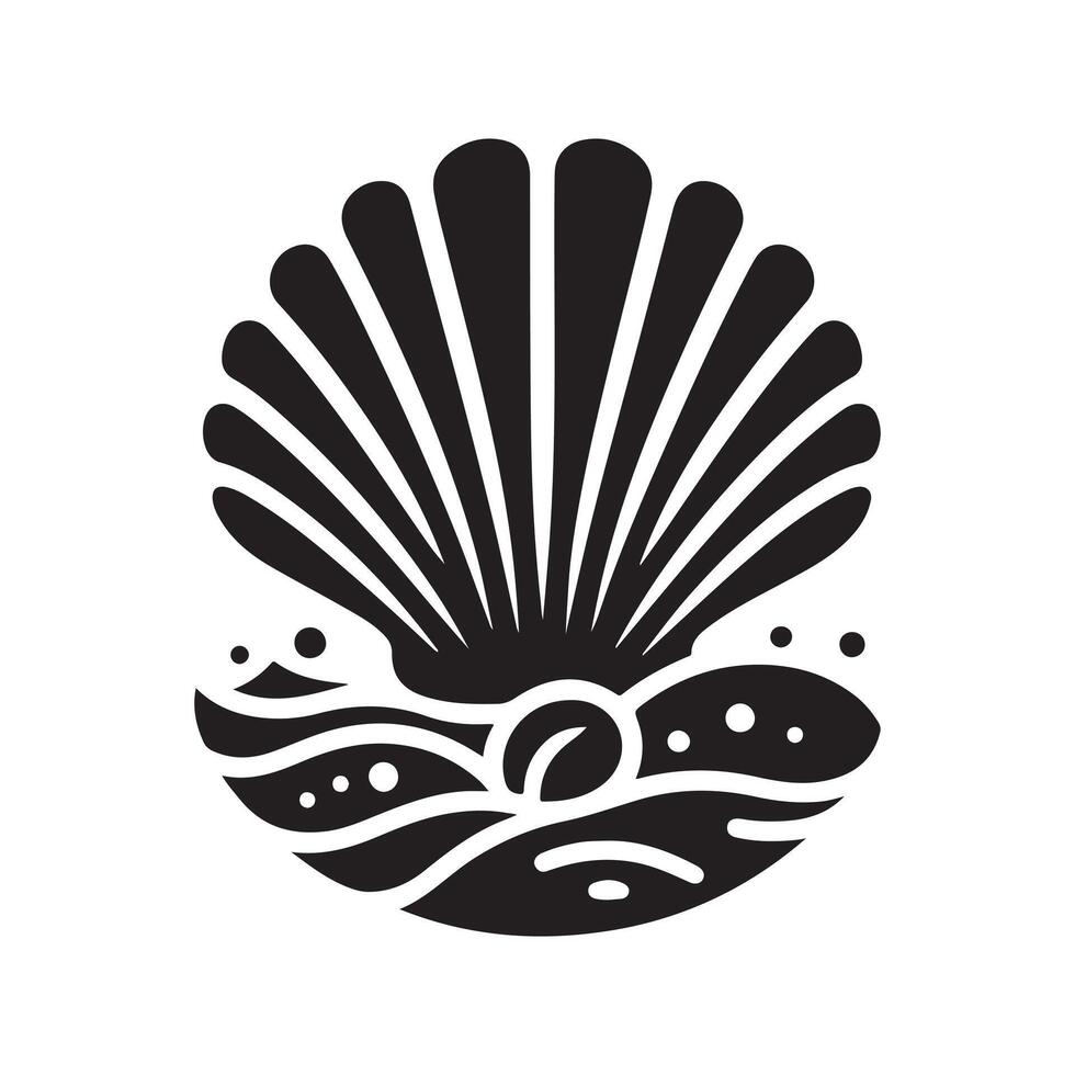 Classic Clams Black Silhouette Design vector