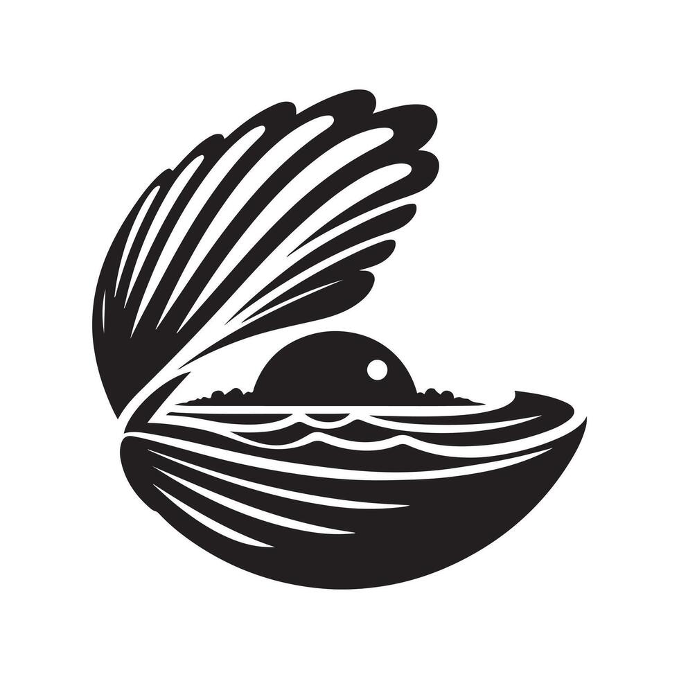 Clean Clams Silhouette Design in Black vector