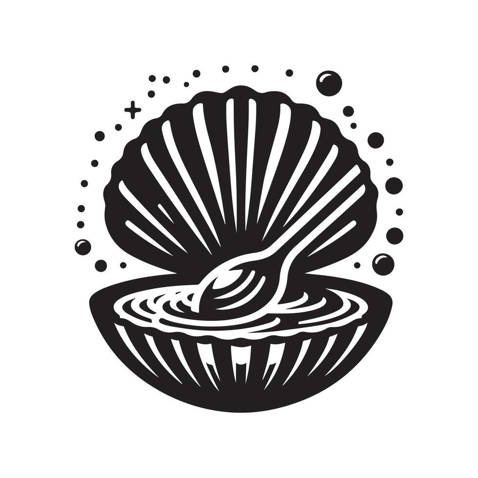 Creative Clams Black Silhouette Design vector