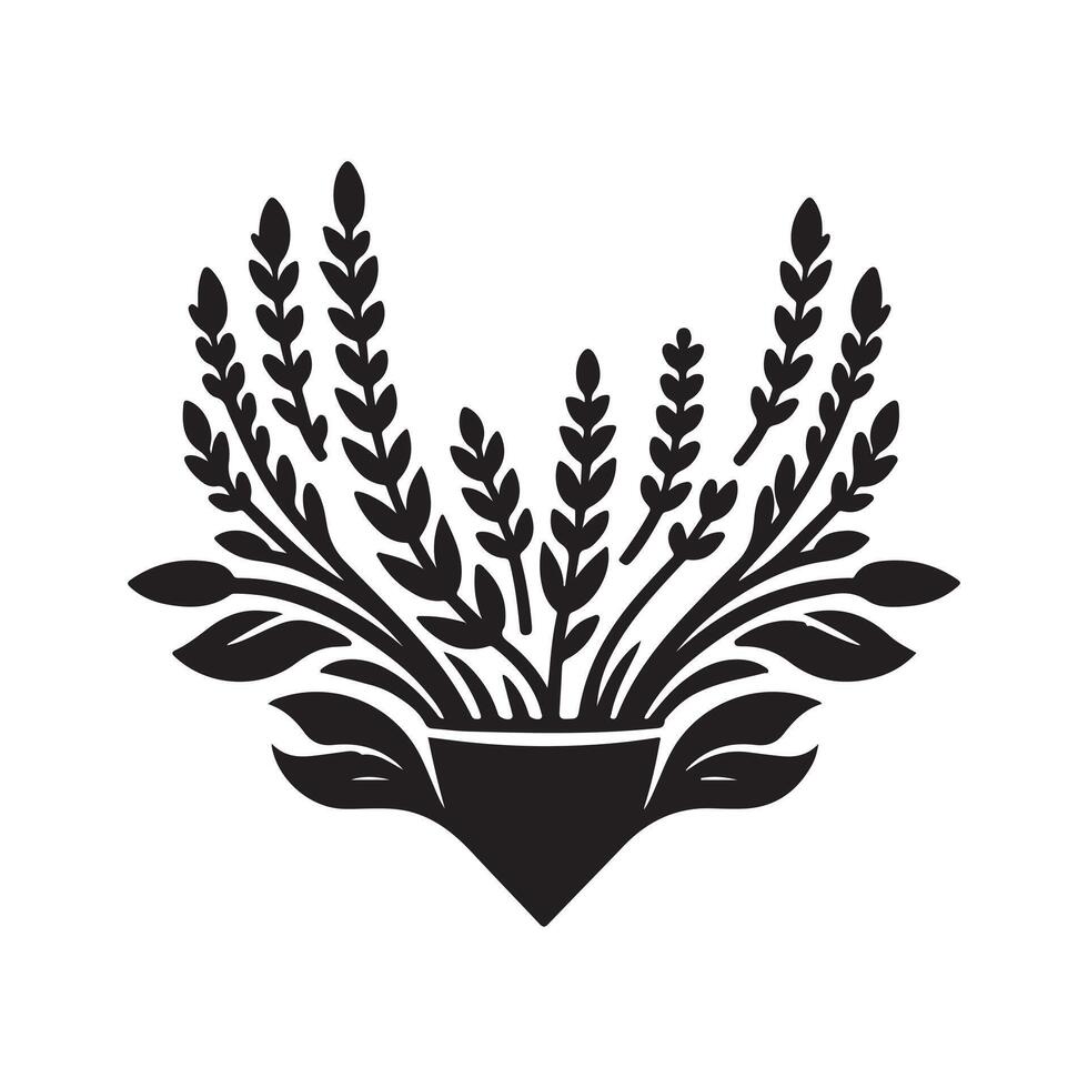 Black Silhouette of Heather for Logo Design vector