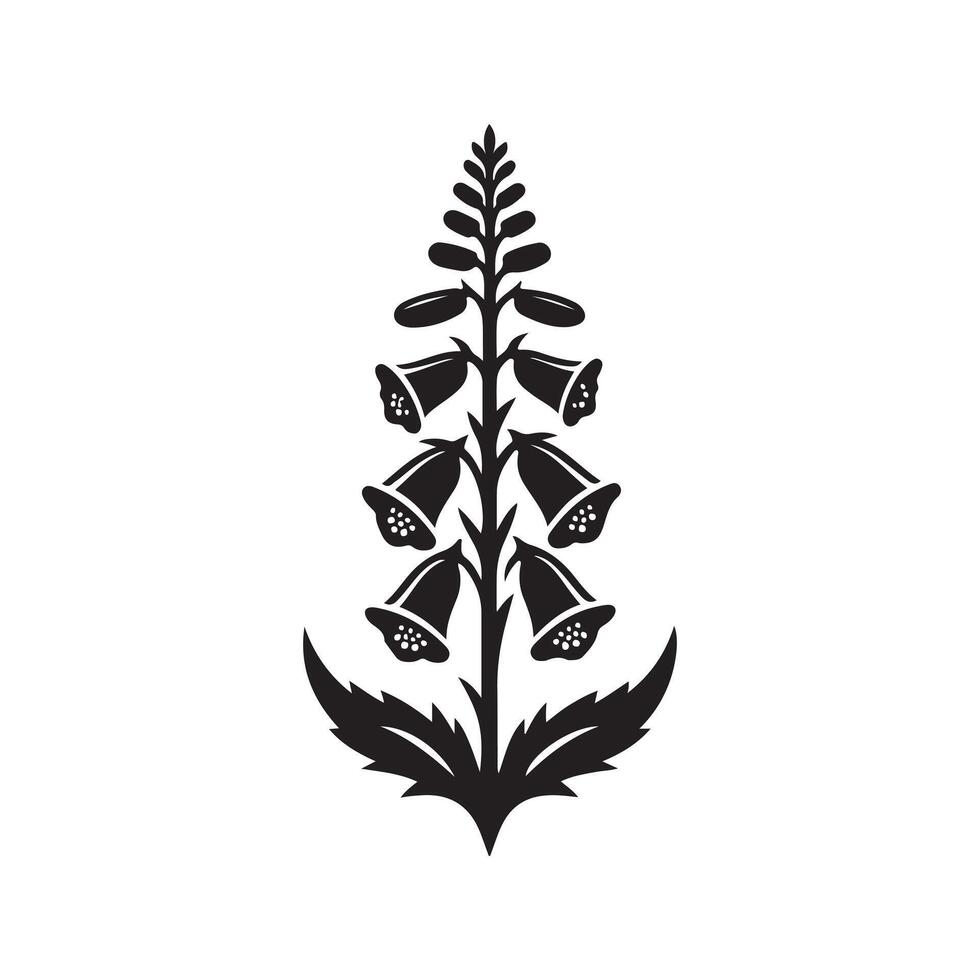 Foxglove Black Silhouette for Flyers vector