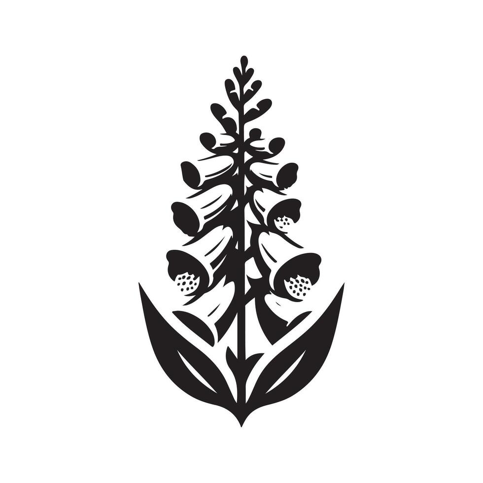 Art of Black Foxglove Silhouette Flower vector