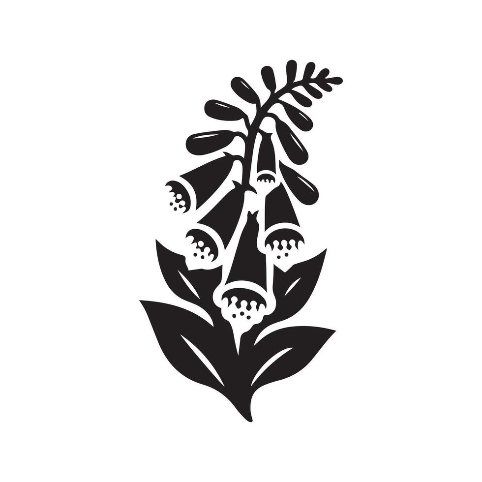 Black Silhouette of Foxglove for Logo Design vector