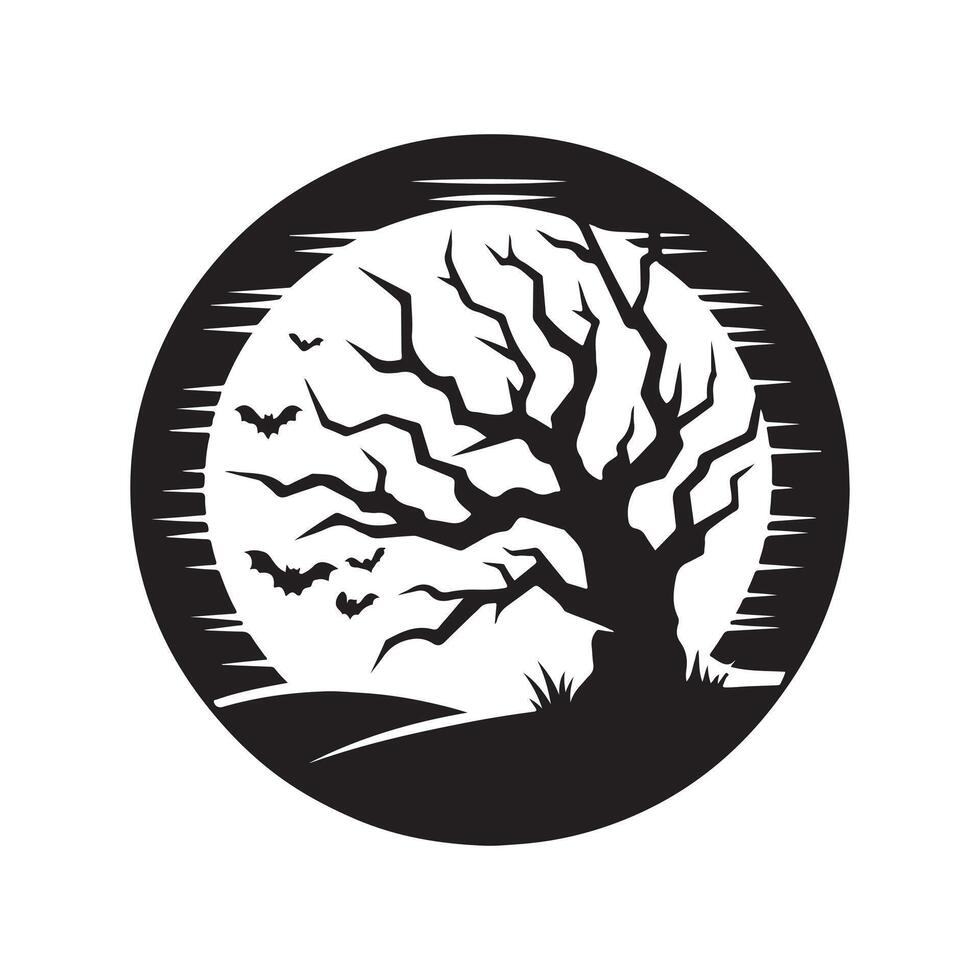 Halloween Tree Black Silhouette for Apparel Design vector
