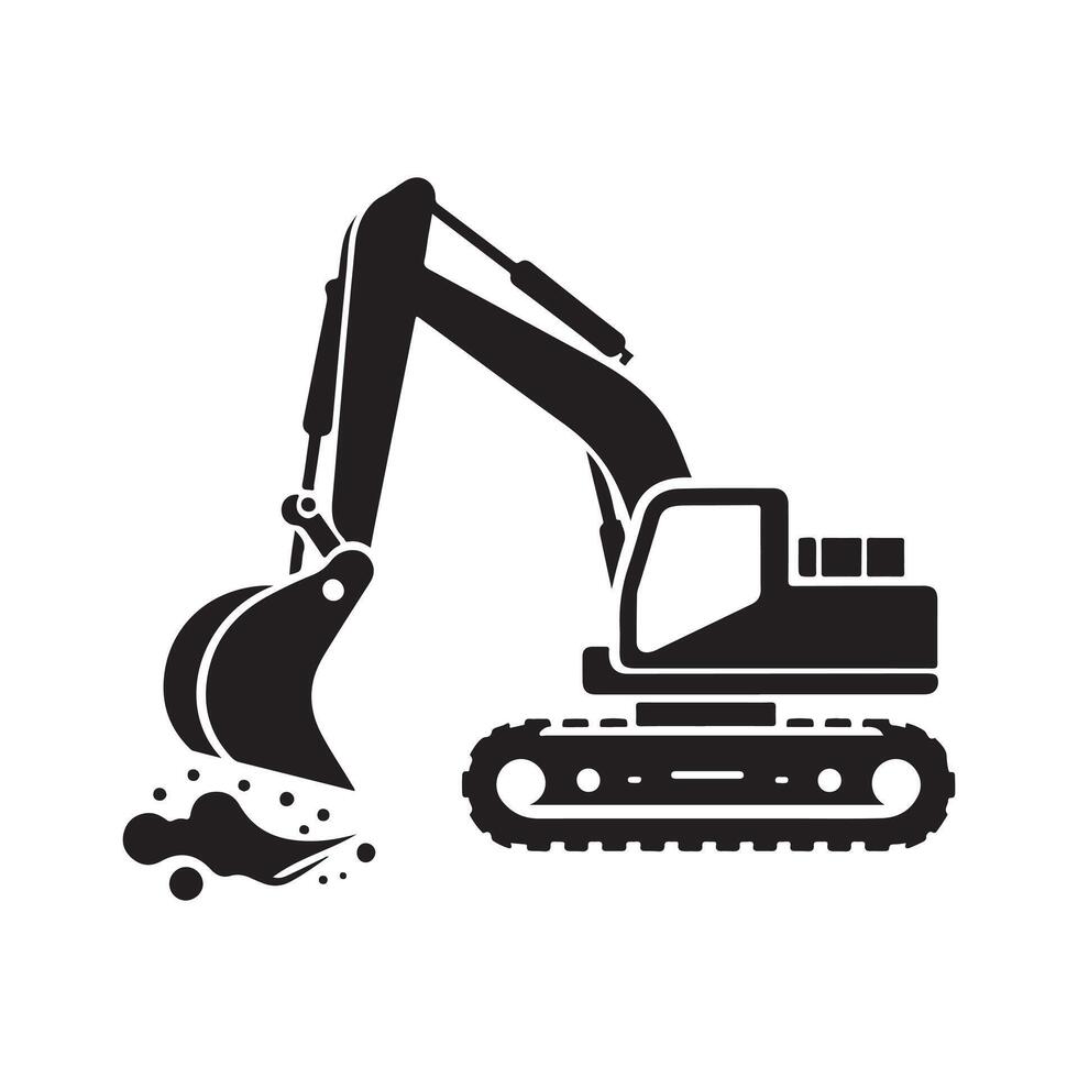 Excavator Silhouette for Website Design vector