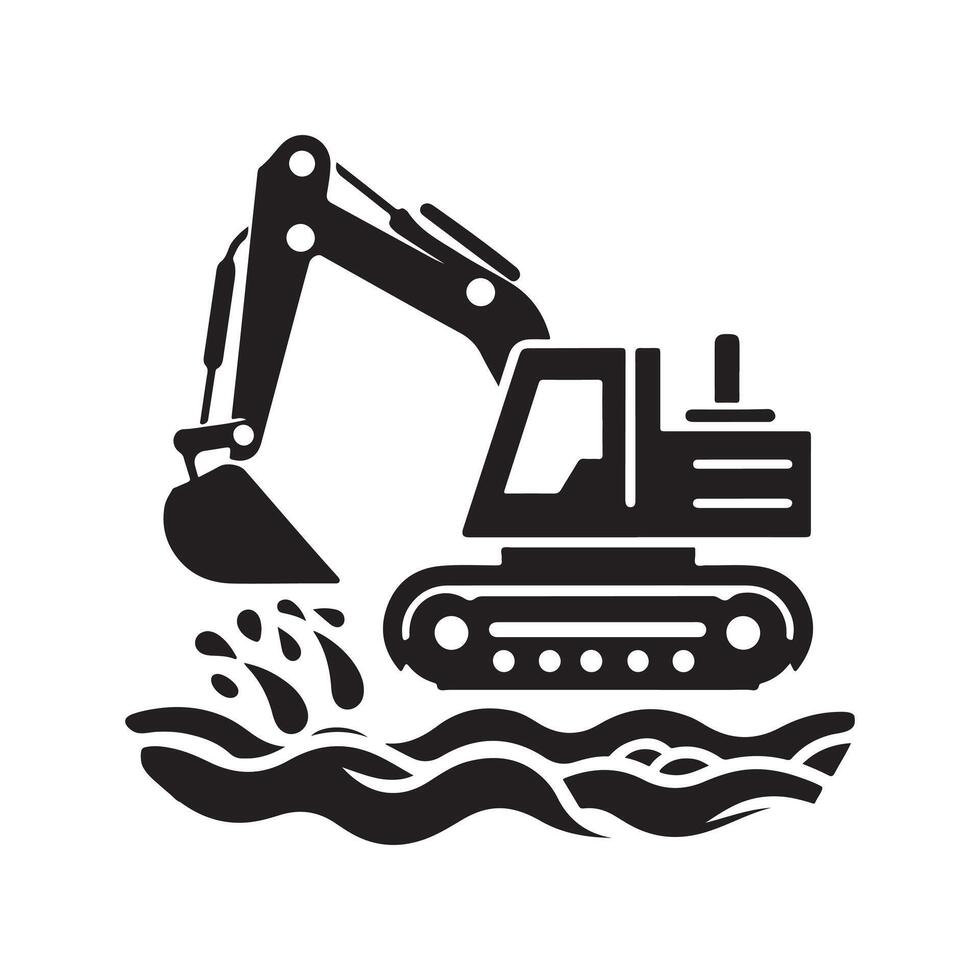Excavator Silhouette for Logo Branding vector