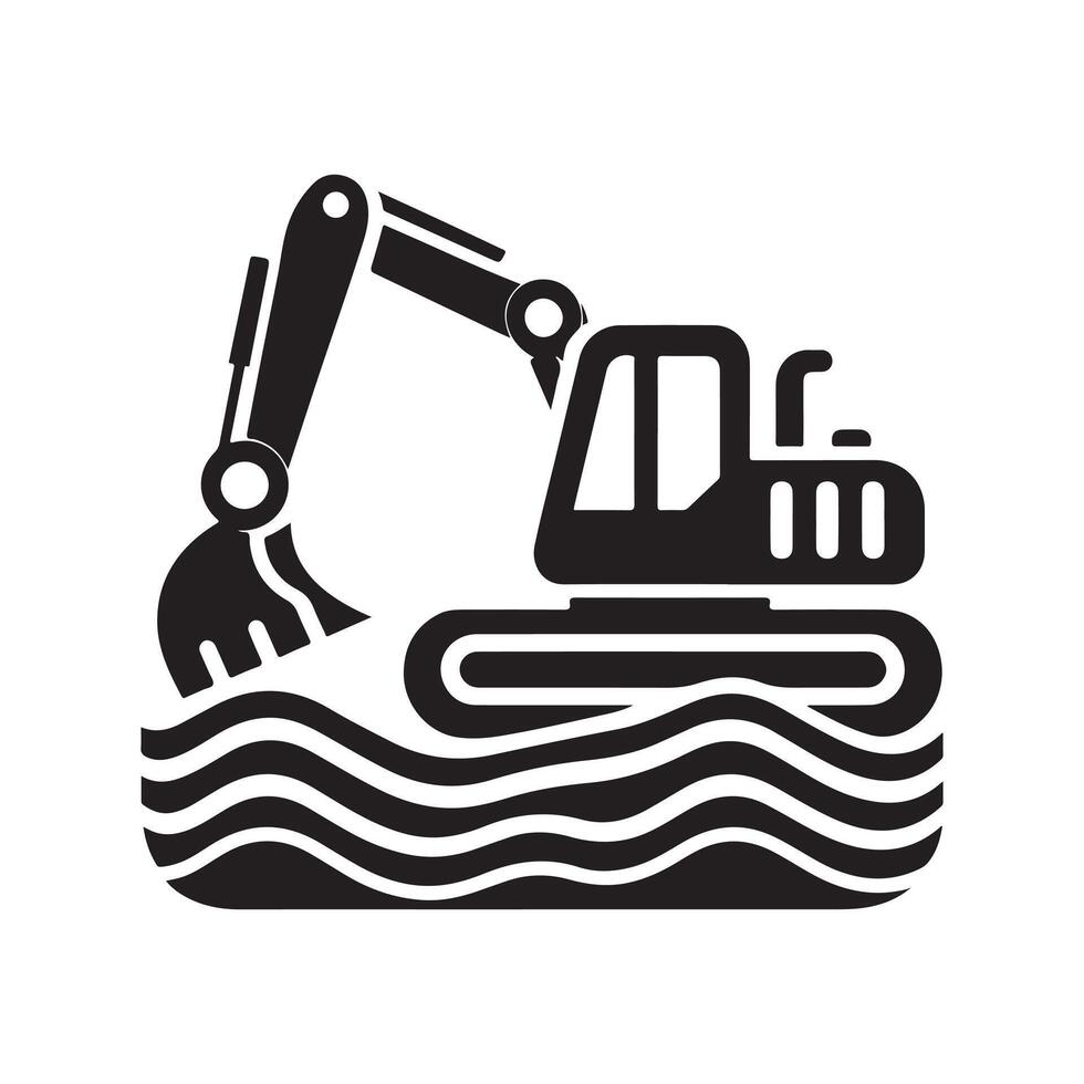 Excavator Black Silhouette for Web Design Projects vector