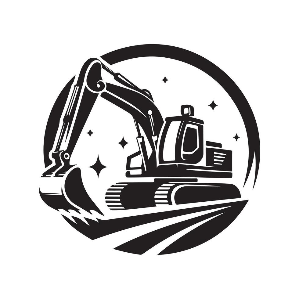 Excavator Black Silhouette for Marketing vector