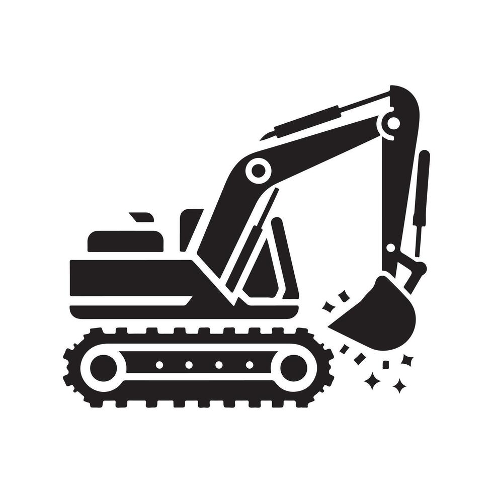 Excavator Black Illustration for Presentations vector
