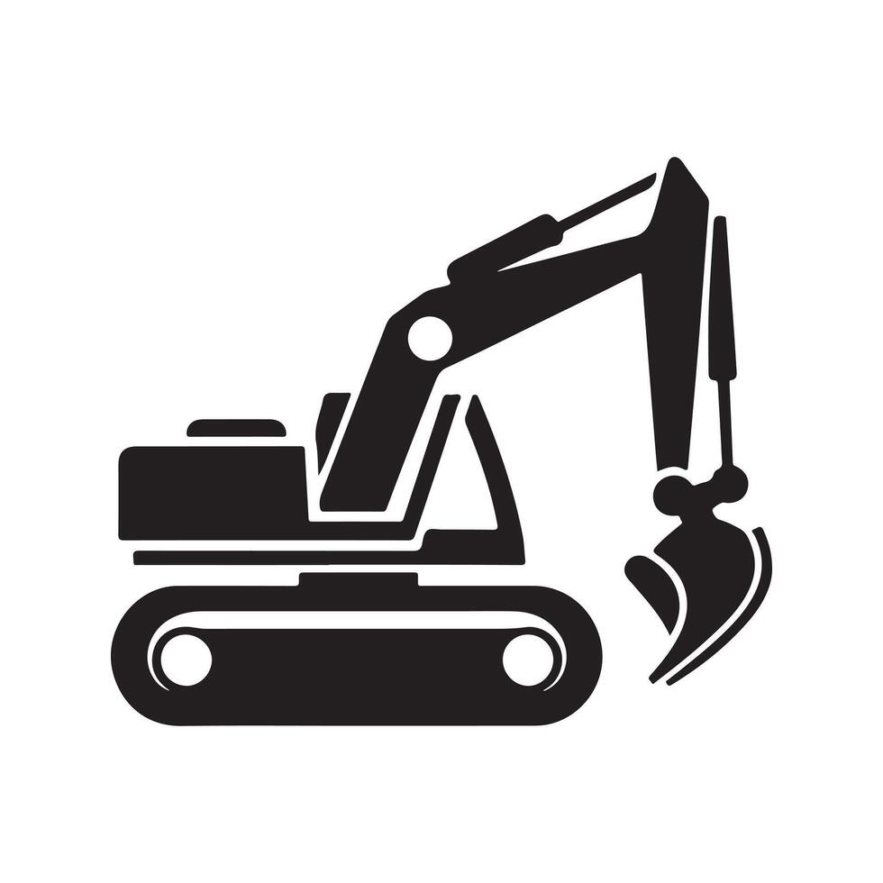 Creative Excavator Black Silhouette vector