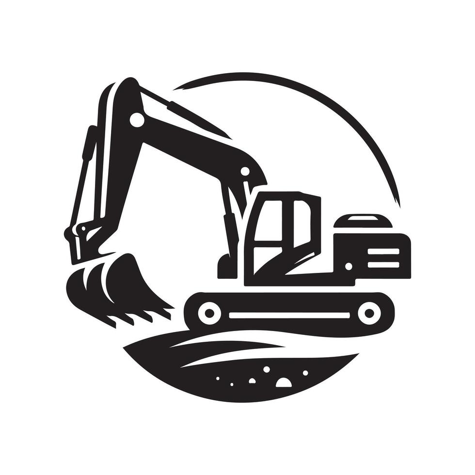 Excavator Silhouette for Construction Logos vector