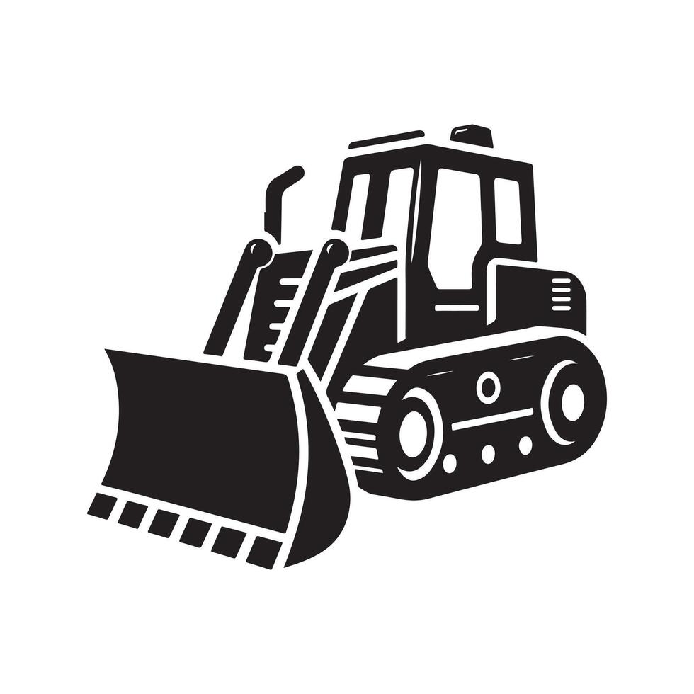 Simple Black Bulldozer Silhouette for Designers vector
