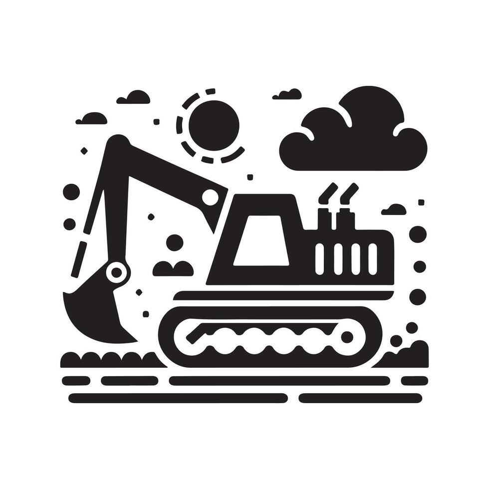 Excavator Black Design for Branding vector