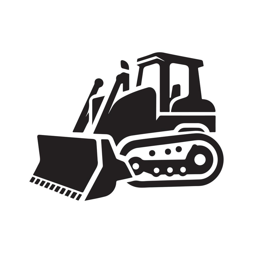 Industrial Bulldozer Black Silhouette vector