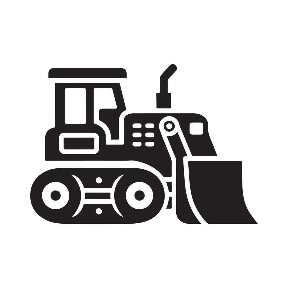 Heavy Duty Bulldozer Black Silhouette Art vector