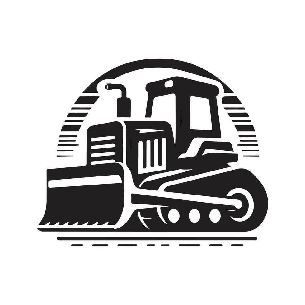 Classic Bulldozer Silhouette Black Design vector