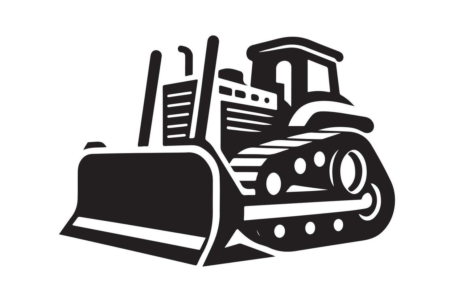 Strong Bulldozer Black Illustration for Designers vector